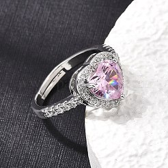 Brass Micro Pave Cubic Zirconia Cuff Open Rings&nbsp;CU-CBA5C10-05P