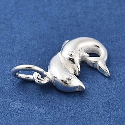 925 Sterling Silver Double Dolphins Charms&nbsp;STER-S009-09S