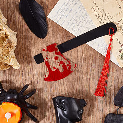 1Pc Blood Acrylic Bookmarks with Tassel&nbsp;AJEW-CP0009-57B
