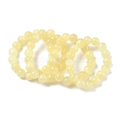 Natural Golden Silk Jade Round Beaded Stretch Bracelets for Women&nbsp;BJEW-F535-01E