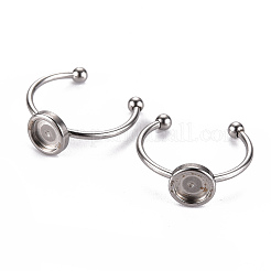 Tarnish Resistant 201 Stainless Steel Cuff Pad Ring Settings&nbsp;STAS-S080-042B-P