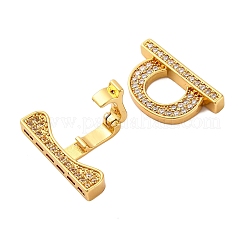 Brass Micro Pave Clear Cubic Zirconia Fold Over Clasps&nbsp;KK-P291-13G