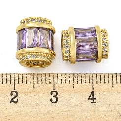 Rack Plating Brass Micro Pave Cubic Zirconia European Beads&nbsp;LS-KK-F089-31G-04