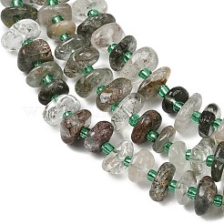 Natural Green Lodolite Quartz/Garden Quartz/Green Phantom Quartz Beads Strands&nbsp;GG-CBA3A44-B10-01