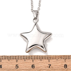 304 Stainless Steel Star Pendant Cable Chain Necklaces for Men Women&nbsp;NJEW-K308-02A-P