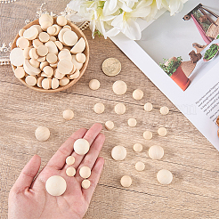 300Pcs Wood Cabochons&nbsp;WOOD-ME0001-24