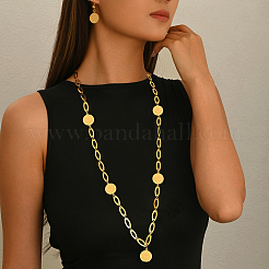 Vintage Iron Coin Pendant Necklace & Earring Set for Women Party and Formal Wear&nbsp;DS6175