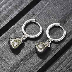 Brass Cubic Zirconia Hoop Earrings&nbsp;EJEW-Q015-02P-B