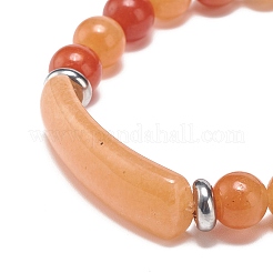 Natural Red Aventurine Beaded Stretch Bracelet&nbsp;BJEW-JB08879-06