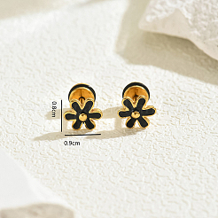 201 Stainless Steel Enamel Flower Stud Earrings&nbsp;DR1197