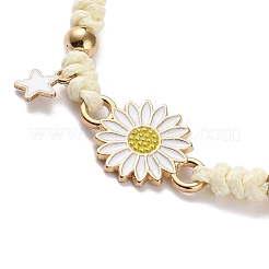 Sunflower Alloy Enamel Charms Braided Bracelets&nbsp;BJEW-A016-01B