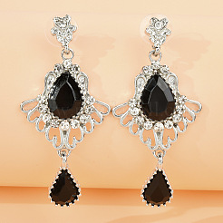 Alloy Rhinestone Teardrop Dangle Stud Earrings&nbsp;FS-WG41572-01