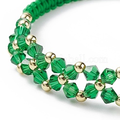 Glass Braided Flower Link Bracelet for Women&nbsp;BJEW-TA00130-01
