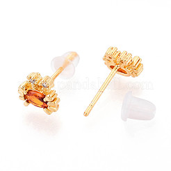 Crab Brass Micro Pave Cubic Zirconia Stud Earrings&nbsp;EJEW-T047-40G