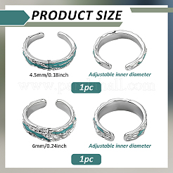 2Pcs 2 Styles Brass Open Cuff Rings for Women&nbsp;RJEW-GO0001-25