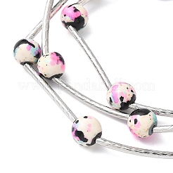 Round Synthetic Turquoise Beads Multi-strand Bracelets for Women&nbsp;BJEW-JB12335-03