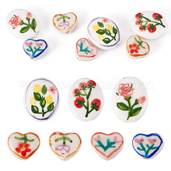 7Pcs 7 Styles Flower Pattern Handmade Porcelain Beads&nbsp;PORC-TA0001-67