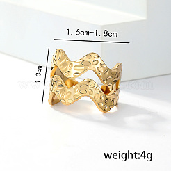 201 Stainless Steel Geometric Wave Open Cuff Ring for Women&nbsp;LC2351