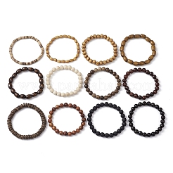 12Pcs 12 Styles Synthetic Lava Rock Stretch Bracelets Sets&nbsp;BJEW-JB10936