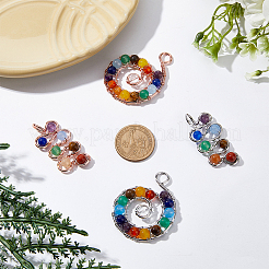 8pcs 2 styles Natural Mixed Stone Brass Big Pendants&nbsp;FIND-DC0002-51