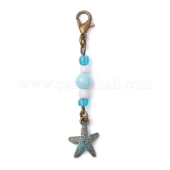 Ocean Theme Alloy Charm & Glass Beads Pendant Decorations&nbsp;HJEW-JM03158-02