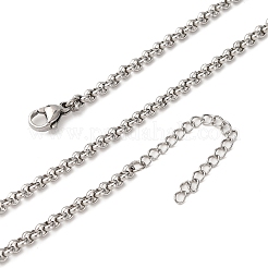 3MM 304 Stainless Steel Rolo Chain Necklaces&nbsp;NJEW-P338-08P