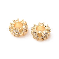 Brass Micro Pave Clear Cubic Zirconia European Beads&nbsp;KK-F942-11G