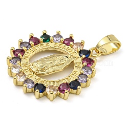 Rack Plating Brass Micro Pave Cubic Zirconia Pendants&nbsp;KK-Z063-07G