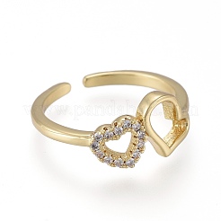 Brass Micro Pave Clear Cubic Zirconia Cuff Rings&nbsp;RJEW-K232-16G