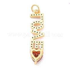 Eco-Friendly Brass Micro Pave Cubic Zirconia with Glass Pendants&nbsp;KK-K268-24G