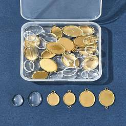 DIY Oval 304 Stainless Steel Cabochon Connector & Pendant Making Kits&nbsp;DIY-FS0008-31