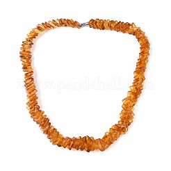 Natural Amber Square Graduated Beaded Necklaces&nbsp;NJEW-T019-03