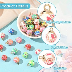 32Pcs 8 Colors Handmade Polymer Clay Pendants&nbsp;CLAY-YW0002-74