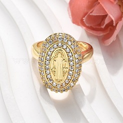 Brass Micro Pave Clear Cubic Zirconia Cuff Rings for Women&nbsp;RJEW-C126-16G