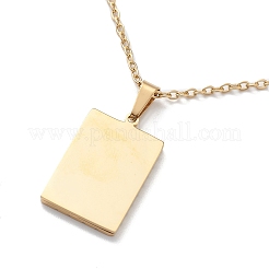 304 Stainless Steel Rectangle Pendant Necklace with Box Chains for Women&nbsp;NJEW-I123-02A