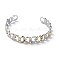 Two-tone 304 Stainless Steel Cuff Bangles&nbsp;BJEW-A160-02GP