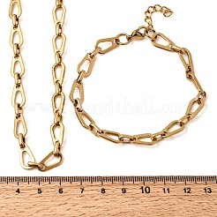 304 Stainless Steel Teardrop Link Chain Bracelet & Necklace Jewelry Sets&nbsp;SJEW-L199-18G