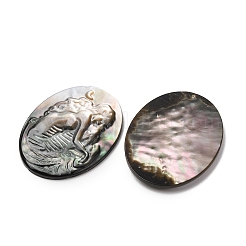Natural Black Lip Shell Carved Cabochons&nbsp;SHEL-G024-02A