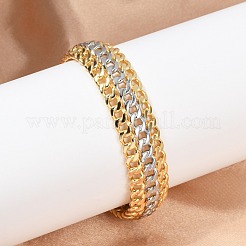 Brass Curb Chain Shape Cuff Bangles for Women&nbsp;BJEW-H202-02GP