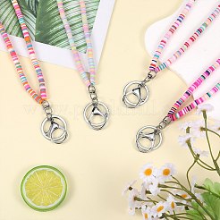 4Pcs 4 Colors Handmade Polymer Clay ID Card Neck Strap Card Holder&nbsp;NJEW-SW00035