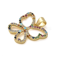 Hollow Butterfly Brass Micro Pave Cubic Zirconia Pendants&nbsp;KK-M319-16G