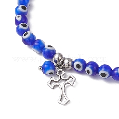 Cross 304 Stainless Steel Charm Bracelets&nbsp;BJEW-JB12262-01