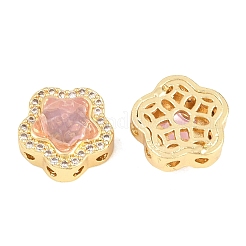Brass Clear Cubic Zirconia Beads&nbsp;KK-B186-01G-04
