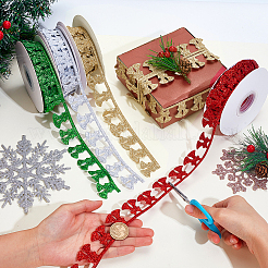 4 Rolls 4 Colors Christmas Bell Polyester Glitter Powder Ribbon&nbsp;OCOR-GA0002-35