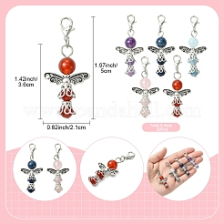 20Pcs 5 Styles Angel Natural Carnelian & Rose Quartz & Quartz & Lapis Lazuli & Amethyst Pendant Decorations&nbsp;HJEW-FS00014
