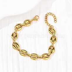 304 Stainless Steel Coffee Bean Chain Bracelets for Women&nbsp;BJEW-F536-16G