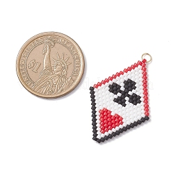 MIYUKI Delica Glass Seed Beaded Palying Card Pendants&nbsp;PALLOY-MZ01065-02