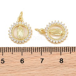 Brass Micro Pave Clear Cubic Zirconia Charms&nbsp;CU-CBAFB88-03G