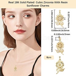 8Pcs Brass Micro Pave Cubic Zirconia with Resin Pendants&nbsp;KK-BBC0020-65