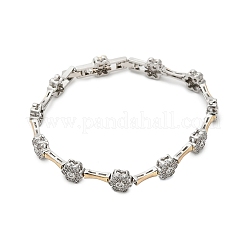 Brass Micro Pave Clear Cubic Zirconia Flower Link Chains Bracelets for Women&nbsp;BJEW-B145-03